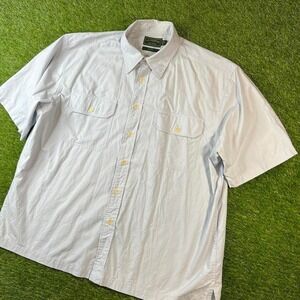 CC Filson Short Sleeve Shirt Mens Size L Blue White Washed Feather Cloth Cotton